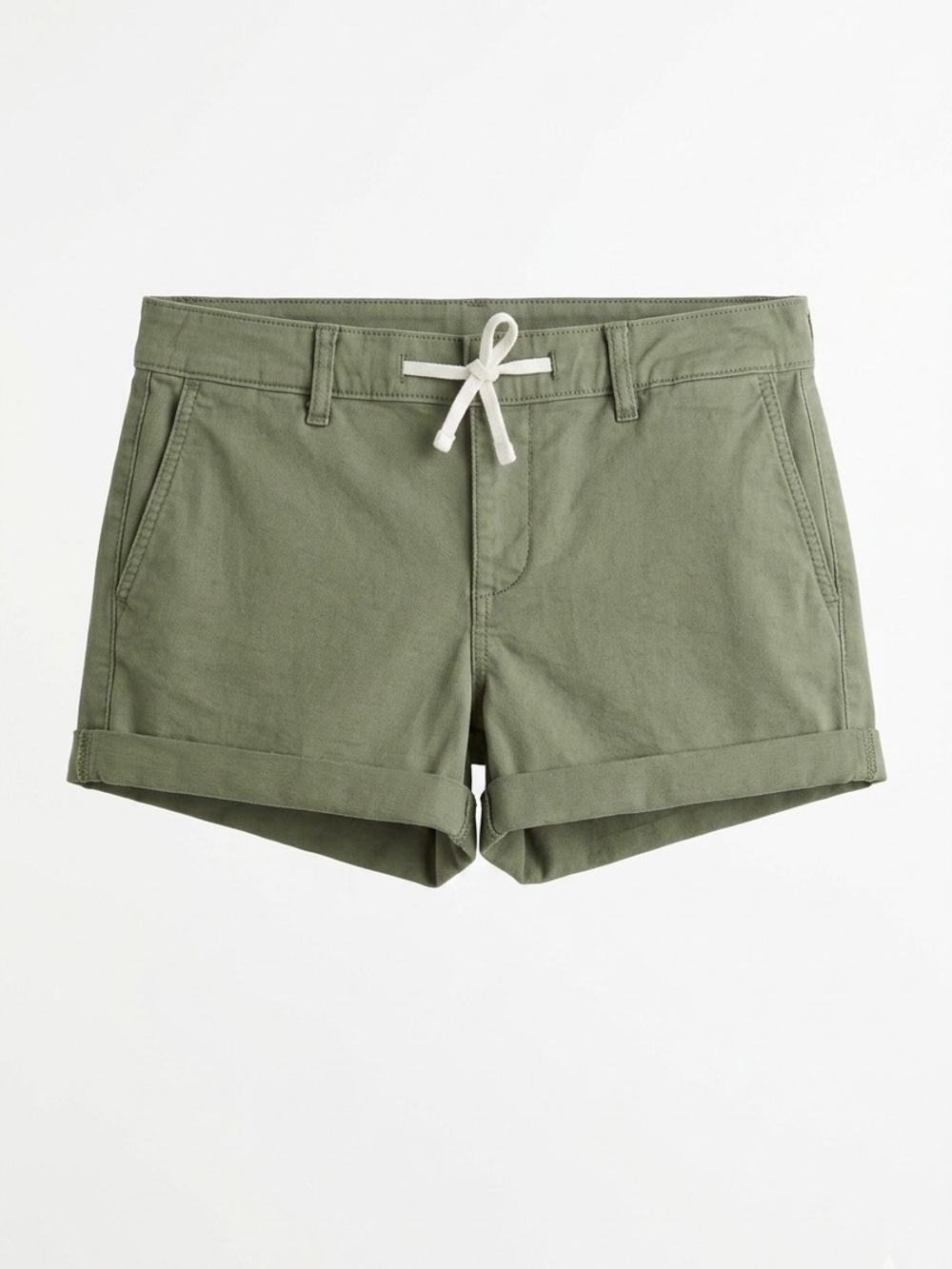 PLUS - ​Torrid Olive Green Twill Drawstring Shorts - Cuffed Hem